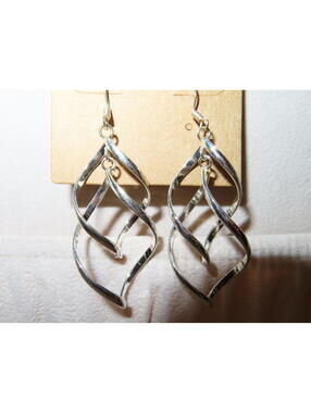 Real Sterling Silver Twisted Leaf Drop Earrings